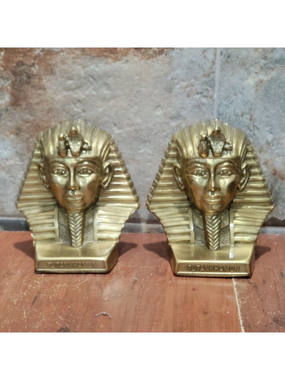Vintage PM Craftsman Brass Tutankhamun Bookends King Tut Pharaoh